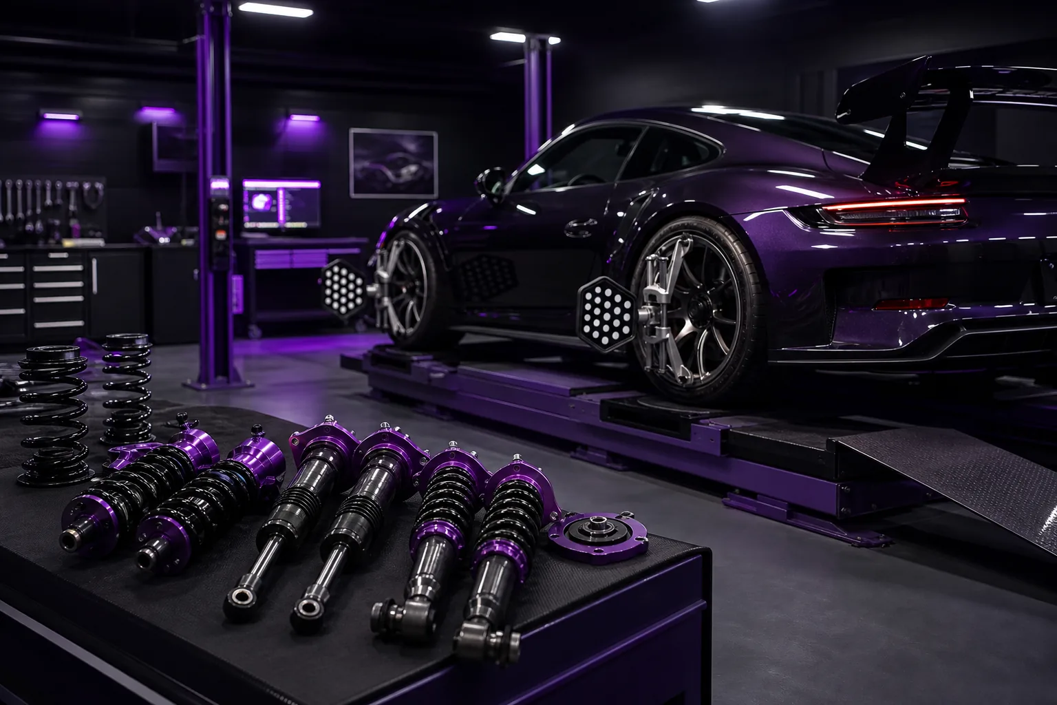 Sportfahrwerk und Radgeometrie-Messung für Track-Day Vorbereitung bei ordinarysidevector, 1200x675 px